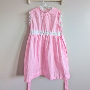 Vintage Sears Pink Lace-Trim Sleeveless Dress
